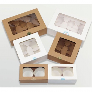 6pcs Cupcake Paper Box with Clear Window