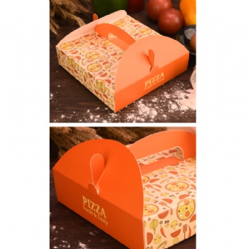  White Cardboard Pizza Box with Handle	