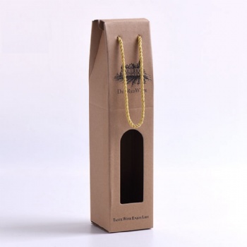 Corrugated Paper Single Bottle Wine Box With Rope